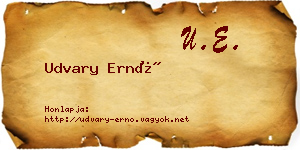 Udvary Ernő névjegykártya